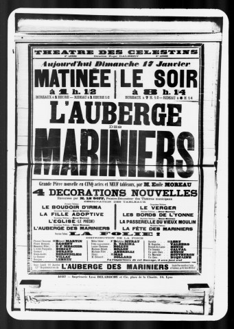 Auberge des mariniers (L') : grande pièce nouvelle en cinq actes et neuf tableaux. Auteur : Emile Moreau.