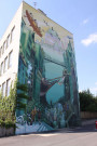 Angle de la rue Paul-Cazeneuve et de la rue Jean-Chevailler, mur peint.
