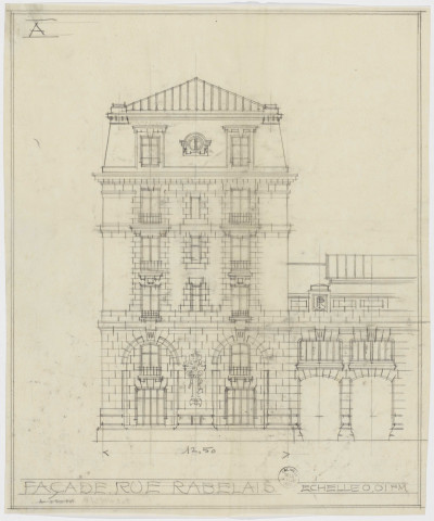 Façade rue Rabelais, A.