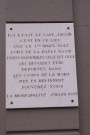 Plaque mémoriale de la rafle du Café Jacob.