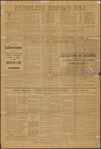 Les causes célèbres. Un crime historique. Assassinat à Lyon le 24 juin 1894 de M. Carnot, Président de la République française.