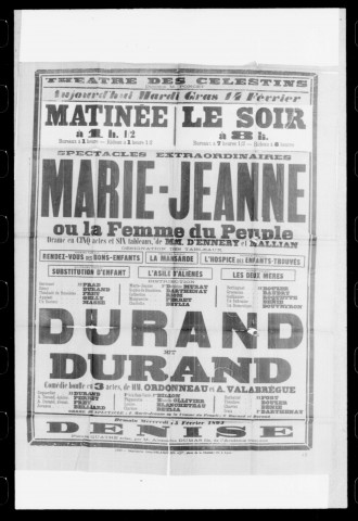 Marie-Jeanne ou la femme du peuple : drame en cinq actes et six tableaux. Auteurs : Dennery et Mallian.