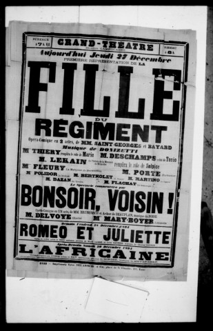 Fille du régiment (La) : opéra-comique en deux actes. Compositeur : Gaetano Donizetti. Auteurs du livret : Saint-Georges et Bayard.