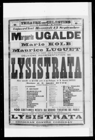 Lysistrata : pièce nouvelle en quatre actes et un prologue. Compositeur : Amédée Dutacq. Auteur du livret : Maurice Donnay.