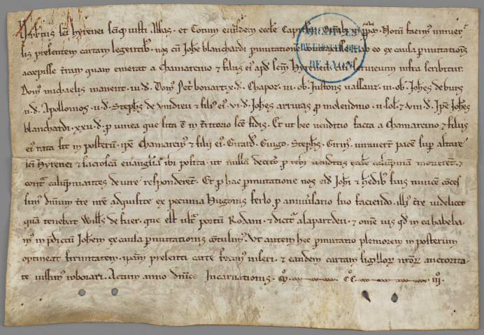 Confirmation par l'abbé de Saint-Irénée et Saint-Just d'un échange de terres à la Part-Dieu.
