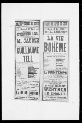 Guillaume Tell : grand opéra en quatre actes et cinq tableaux. Représentation de gala. Compositeur : Gioacchino Rossini. Auteurs du livret : De Jouy et Bis.