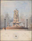 Projet de fontaine monumentale pour la place de l'Impératrice, à Lyon : plan et élévation.