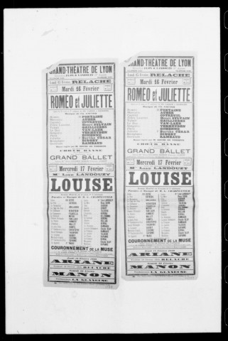 Roméo et Juliette : opéra en cinq actes et sept tableaux. Compositeur : Charles Gounod. Auteurs du livret : Michel Carré et Jules Barbier.