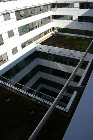 Cour intérieure, vue depuis le sommet de l'hôpital.