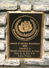 La Roseraie, plaque du "prix du jardin d'excellence 2006".