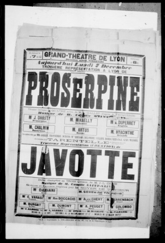 Proserpine : drame lyrique en quatre actes. Compositeur : Camille Saint-Saëns. Auteur du livret : L. Gallet.