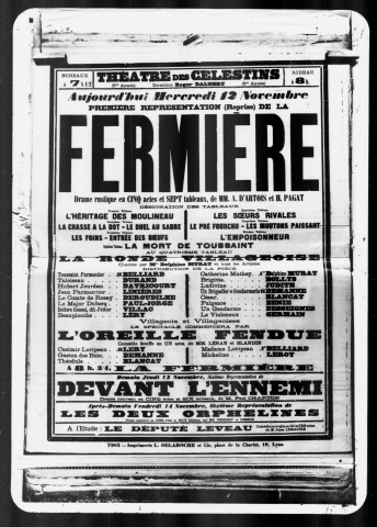 Fermière (La) : drame rustique en cinq actes et sept tableaux. Auteurs : A. D'Artois et H. Pagat.
