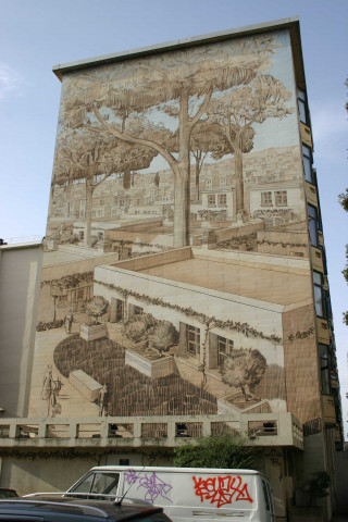 Rue Emile-Combes, fresque murale n°8 des cités idéales.