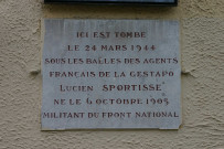 12 bis rue Burdeau, plaque en mémoire de Lucien Sportisse.