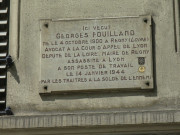 28 boulevard des Brotteaux, plaque en mémoire de Georges Fouilland.