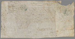 Quittance donnée par l'abbé de la Chassagne des 350 livres payées par les échevins pour l'achat de l'Hôtel Dieu en 1478.