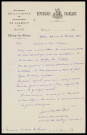 Lettre de recommandation de Jules Renard adressée à Edouard Herriot concernant la candidature de Charles Moncharmont à la direction du théâtre des Célestins [vers 1905-1906].