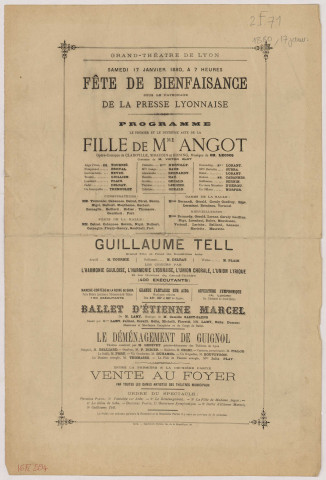Grand Théâtre. Fête de bienfaisance sous le patronage de la presse lyonnaise, 17 janvier 1880.