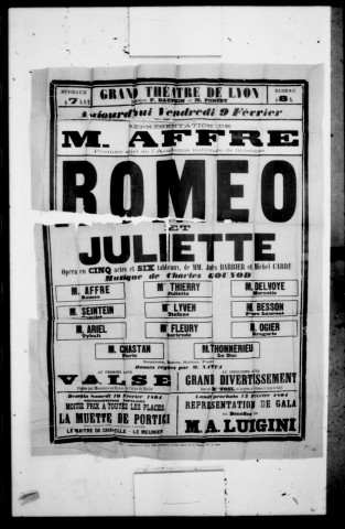 Roméo et Juliette : opéra en cinq actes et six tableaux. Compositeur : Charles Gounod. Auteurs du livret : Michel Carré et Jules Barbier.