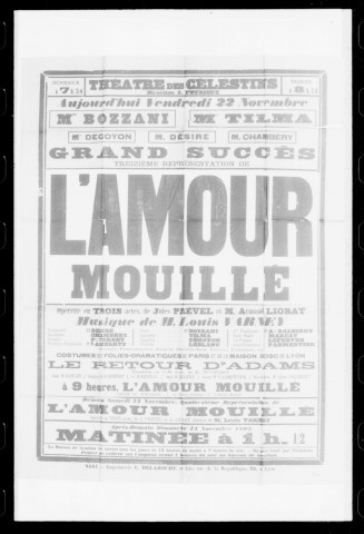 Amour mouillé (L') : opérette en trois actes. Compositeur : Louis Varney. Auteurs du livret : Jules Prevet et Armand Liorat.
