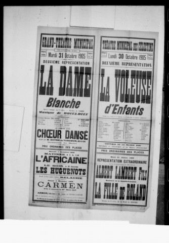 Voleuse d'enfants (La) : drame en cinq actes et huit tableaux. Auteurs : E. Grange et Lambert Thiboust. (Théâtre des Célestins).