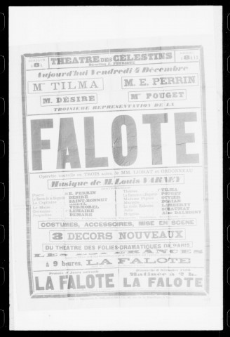 Falote (La) : opérette nouvelle en trois actes. Compositeur : Louis Varney. Auteurs du livret : Liorat et Maurice Ordonneau.