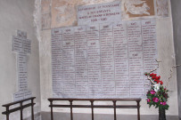 Eglise Saint-Polycarpe, intérieur, plaque en mémoire des morts de 1914-1918.