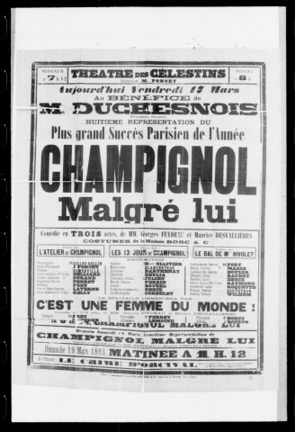 C'est une femme du monde : comédie en un acte. Au bénéfice de monsieur Duchesnois (régisseur général). Auteurs : Georges Feydeau et Maurice Desvallières.