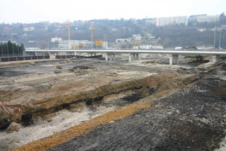 Emplacement du futur bassin nautique, du centre commercial Confluence et du quai Antoine-Riboud.