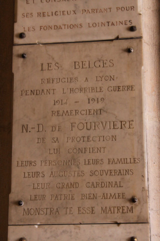 Plaque des réfugiés belges de Lyon.