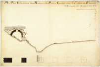 Plan et élévation des ruines du pont-aqueduc sur le vallon et ruisseau de Fondagny.