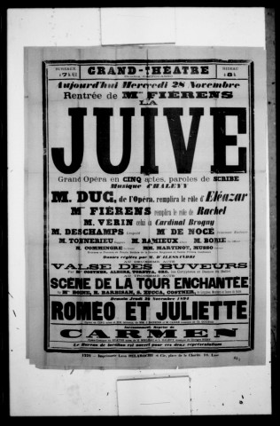 Juive (La) : grand opéra en cinq actes. Compositeur : Halevy. Auteur du livret : Eugène Scribe.