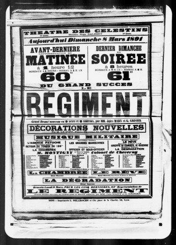 Régiment (Le) : grand drame nouveau en cinq actes et huit tableaux. Auteurs : Jules Mary et G. Grisier.