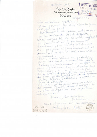 Réponse de Gala Dali, à la place de son mari, informant qu'il n'y a pas assez de tableaux disponibles.