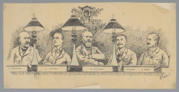 Le maire Antoine Gailleton et son conseil municipal : Auguste Rossigneux, Rivière, Edmond François Marie Chevillard et Louis Charles Debolo. - Eglise Saint-Georges.