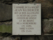 Plaque en mémoire de l'Homme de la Roche, Jean Kleberger dit le Bon Allemand.