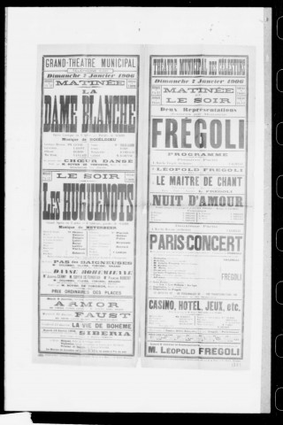 Paris-concert : Revue parisienne pour tous les goûts en un acte et deux tableaux. Représentation Léopold Frégoli. Compositeur : Calzelli. Auteur du livret : Léopold Frégoli.
