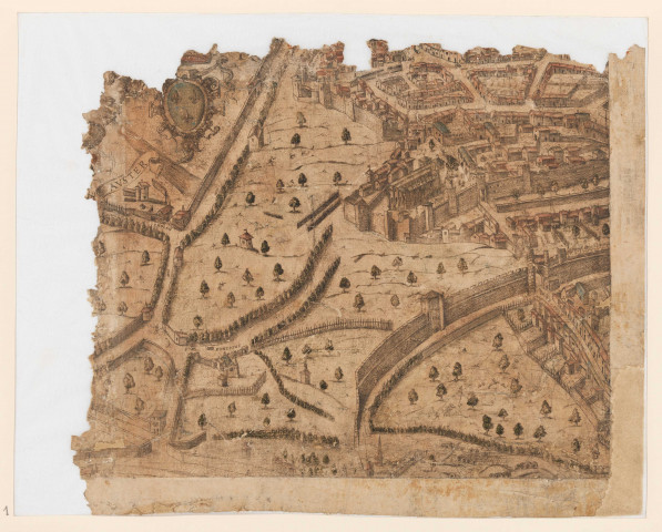 Plan scénographique de Lyon vers 1550.