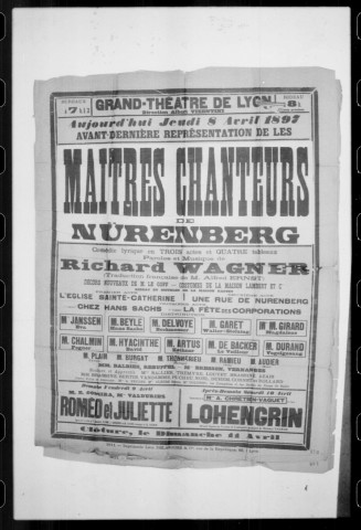Maîtres chanteurs de Nuremberg (Les) : comédie lyrique en trois actes et quatre tableaux. Compositeur : Richard Wagner. Traducteur : Alfred Ernst.