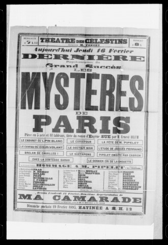 Mystères de Paris (Les) : pièce en cinq actes et onze tableaux. Auteur : Ernest Blum.