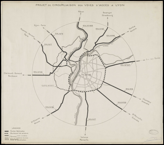 Plan général de la commune de Lyon et des améliorations projetées pour son extension, par Camille Chalumeau.