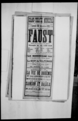 Faust : opéra en cinq actes et douze tableaux. Compositeur : Charles Gounod. Auteurs du livret : Michel Carré et Jules Barbier.