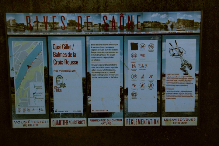 Berges de Saône-Balmes, panneau explicatif.