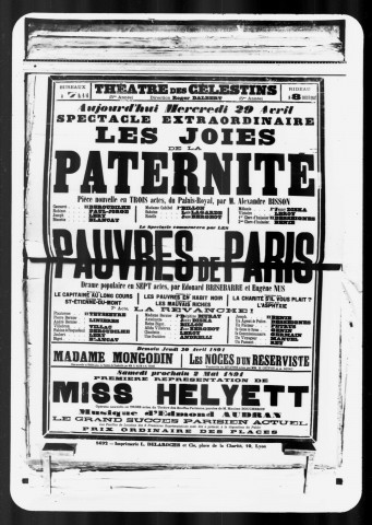 Pauvres de Paris (Les) : drame populaire en sept actes. Auteurs : Edouard Brisebarre et Eugène Nus.