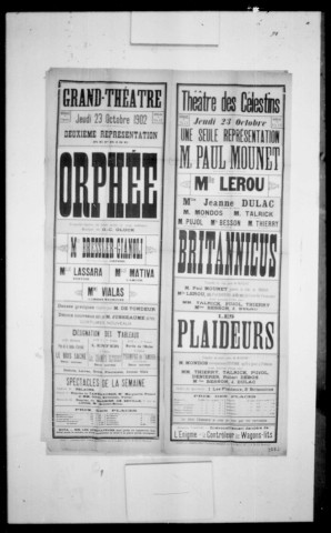 Orphée : tragédie-opéra en trois actes et cinq tableaux. Compositeur : Christoph Willibald Gluck.