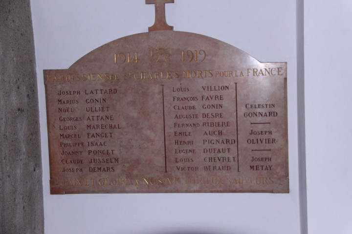 Plaque "Morts pour la France" (première guerre mondiale).