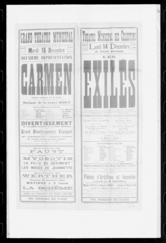Carmen : opéra-comique en quatre actes. Compositeur : Georges Bizet. Auteurs du livret : Henri Meilhac et Ludovic Halévy. (Grand-Théâtre).