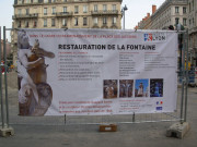 Place des Jacobins, annonce du chantier de restauration de la fontaine.