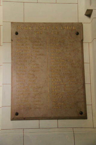 Plaque commémorative de la guerre de 1914-1918.