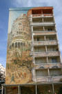 Place Mendès-France, fresque de la tour de Babel.